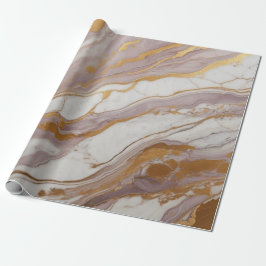 Abstracte ivoren marmeren textuur met gouden accen cadeaupapier