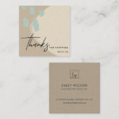 ABSTRACTE IVORY BLUE KRAFT SCANDI DANK U LOGO VIERKANTE VISITEKAARTJE (Voorkant / Achterkant)