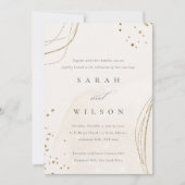 Abstracte Ivory Gold Waterverf Wedding Invite Bedankkaart (Voorkant)