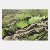 Abstracte Jade Green Black Gold Alcohol Inkt Inpakpapier Vel (Voorkant 3)