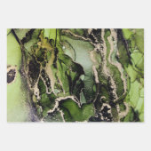 Abstracte Jade Green Black Gold Alcohol Inkt Inpakpapier Vel (Voorkant 2)