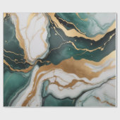 Abstracte Jade marmeren textuur met gouden accente Cadeaupapier (Vlak)