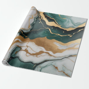 Abstracte Jade marmeren textuur met gouden accente Cadeaupapier