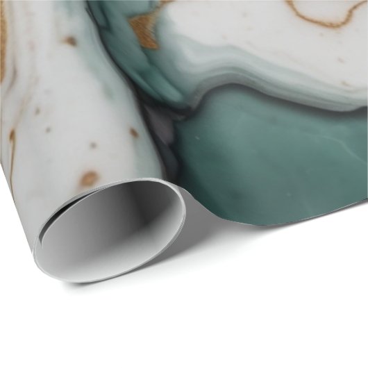 Abstracte Jade marmeren textuur met gouden accente Cadeaupapier (Rol Hoek)