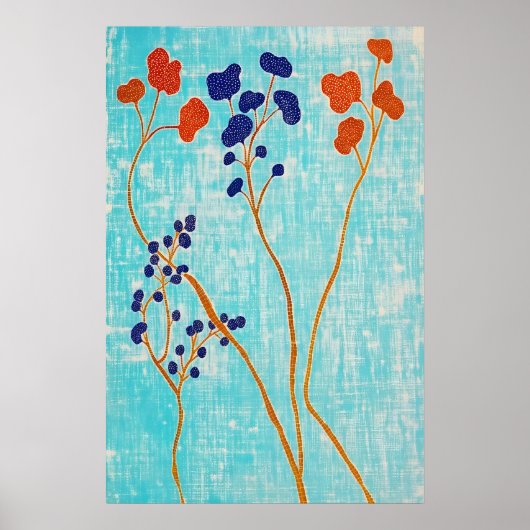 Abstracte Japanse botanische print getextureerd (Voorkant)