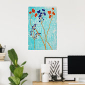 Abstracte Japanse botanische print getextureerd (Thuiskantoor)