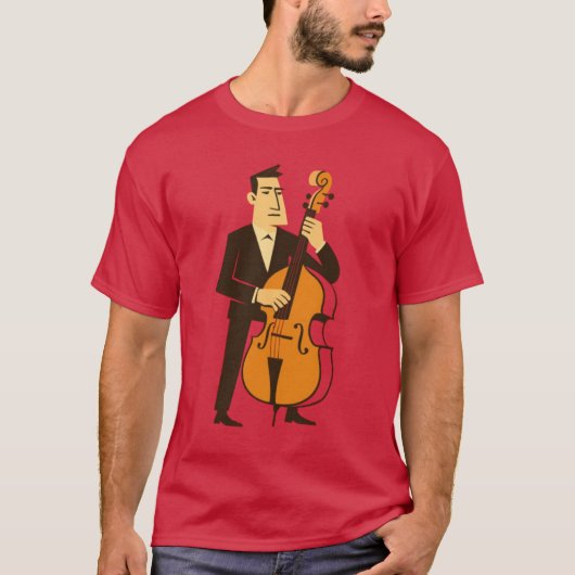 Abstracte Jazz Cellist Art – Modern Musician Graph T-shirt (Voorkant)