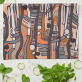 Abstracte Jazzy Earth Tones Towel Theedoek (Gevouwen)