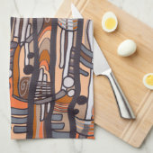 Abstracte Jazzy Earth Tones Towel Theedoek (Quarter Fold)