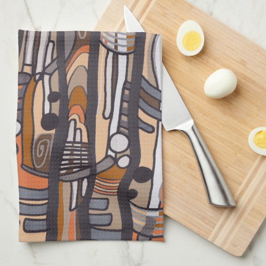 Abstracte Jazzy Earth Tones Towel Theedoek (Quarter Fold)