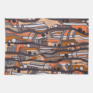 Abstracte Jazzy Earth Tones Towel Theedoek