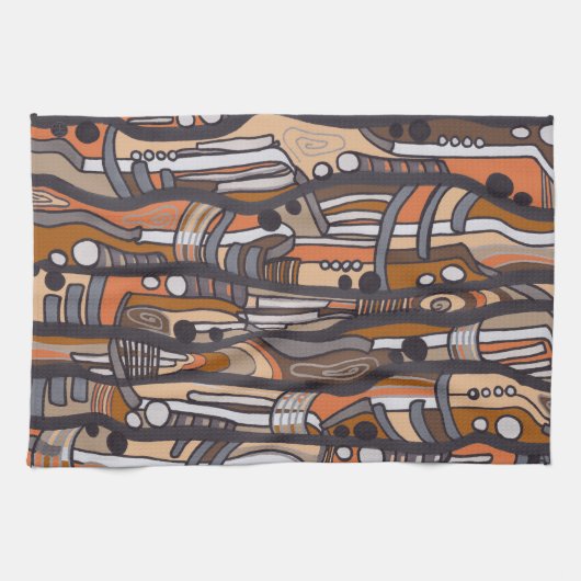 Abstracte Jazzy Earth Tones Towel Theedoek (Horizontaal)