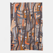 Abstracte Jazzy Earth Tones Towel Theedoek (Verticaal)