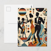 Abstracte Jazzy Martinis en Dansfeestje Briefkaart (Voorkant / Achterkant)