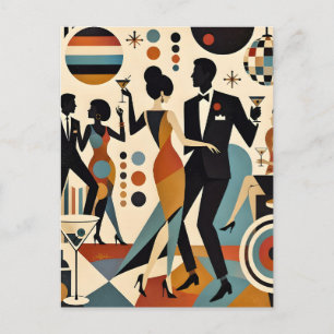 Abstracte Jazzy Martinis en Dansfeestje Briefkaart