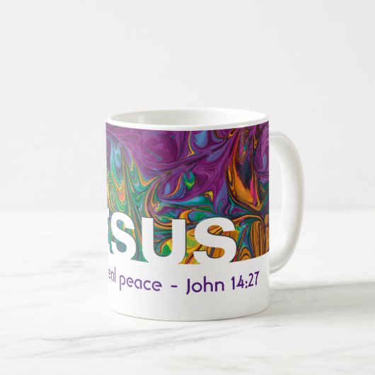 Abstracte JESUS BIEDT Echte vrede Christelijk Koffiemok (Voorkant rechts)