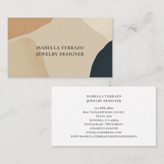 Abstracte Jewelry Designer Terracotta Black Shapes Visitekaartje (Voorkant / Achterkant)