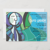 Abstracte jongen met uitnodiging van Tallis Bar Mi (Voorkant)