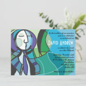 Abstracte jongen met uitnodiging van Tallis Bar Mi (Staand voorkant)