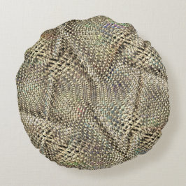 Abstracte jute met lichte gouden metaal tint werp  rond kussen