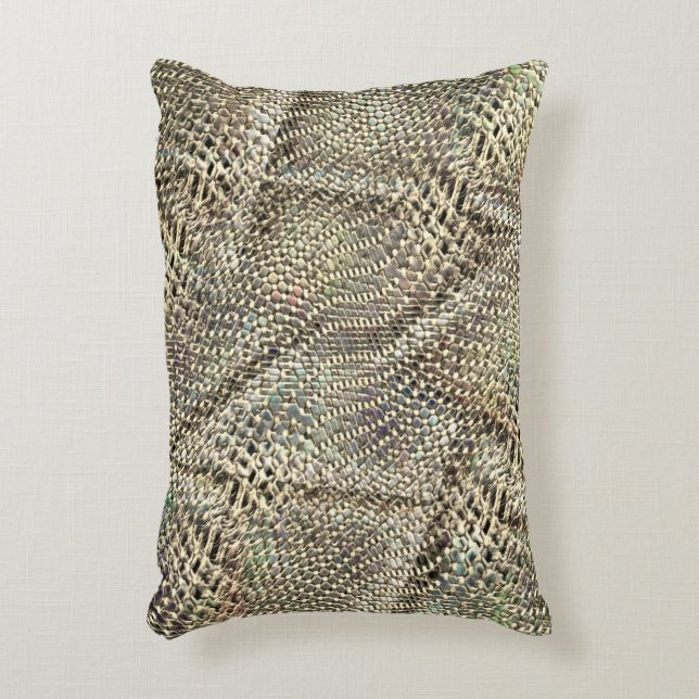 Abstracte jute met lichte gouden metalen toonwerpi accent kussen (Voorkant(Verticaal))