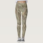 Abstracte jute met lichte gouden metalen toonwerpi leggings (Voorkant)