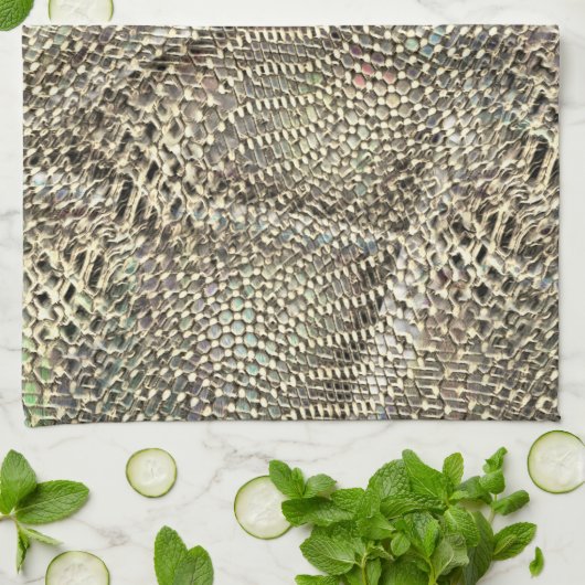 Abstracte jute met lichte gouden metalen toonwerpi theedoek (Gevouwen)