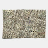 Abstracte jute met lichte gouden metalen toonwerpi theedoek (Horizontaal)