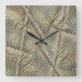 Abstracte jute met lichte gouden metalen toonwerpi vierkante klok