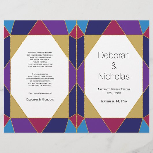 Abstracte juwelen tint modern trouwprogramma (Voorkant)