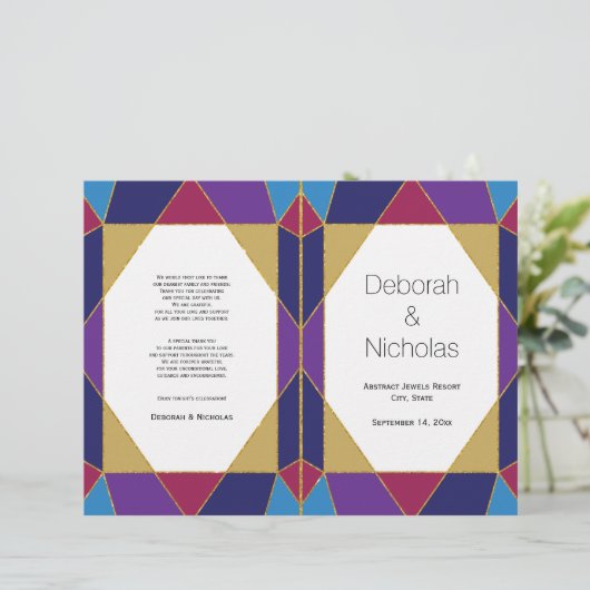 Abstracte juwelen tint modern trouwprogramma (Staand voorkant)