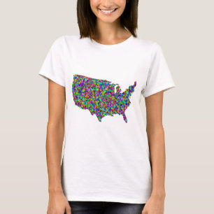 Abstracte kaart van Amerika T-shirt