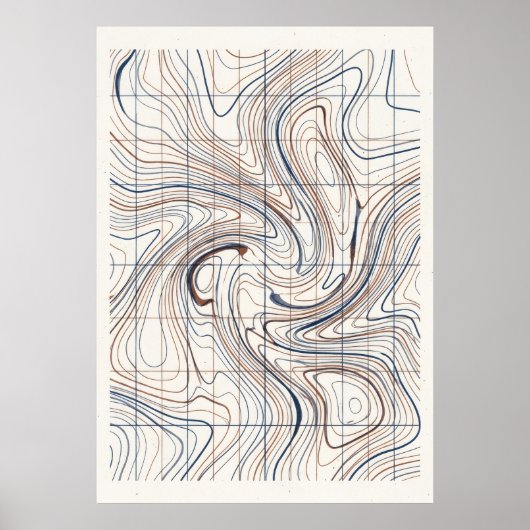 Abstracte kaartposter met hoogtelijnen poster (Voorkant)