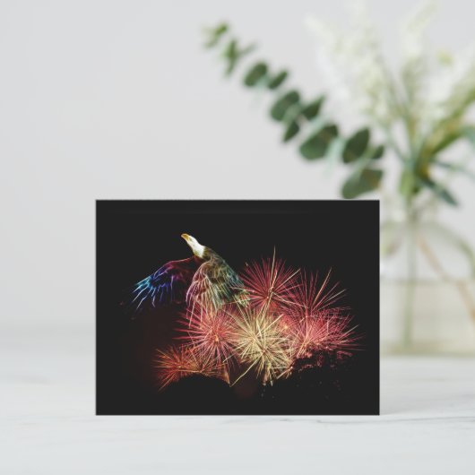 Abstracte kale adelaar en vuurwerk briefkaart (Staand voorkant)