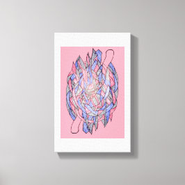 Abstracte Kaleidoscoop Barst Canvas Roze Afdruk