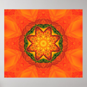 Abstracte kaleidoscoop oranje achtergrond. prachti poster