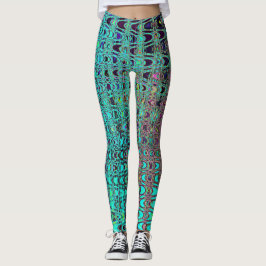 Abstracte Kaleidoscopische Aqua Retro Boomerang Wa Leggings