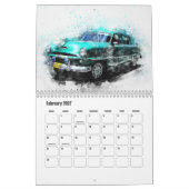 Abstracte kalender met auto's (Feb 2027)