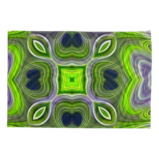 Abstracte kalkgroene, gele en Paarse zwemmels Kussensloop (Achterkant-Links)