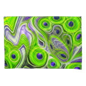 Abstracte kalkgroene, gele en Paarse zwemmels Kussensloop (Voorkant-Links)