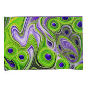 Abstracte kalkgroene, gele en Paarse zwemmels Kussensloop (Voorkant-Rechts)