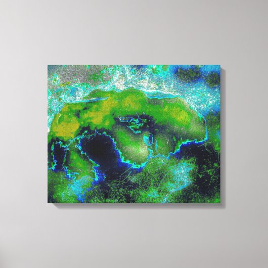 Abstracte kalksteen in Lime Greens en Blues Canvas Afdruk (Voorkant)