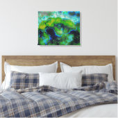 Abstracte kalksteen in Lime Greens en Blues Canvas Afdruk (Insitu (Slaapkamer))