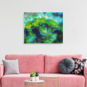 Abstracte kalksteen in Lime Greens en Blues Canvas Afdruk (Insitu (Woonkamer))
