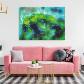 Abstracte kalksteen in Lime Greens en Blues Canvas Afdruk (Insitu (Woonkamer))