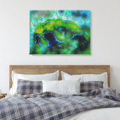 Abstracte kalksteen in Lime Greens en Blues Canvas Afdruk (Insitu (Slaapkamer))