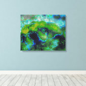 Abstracte kalksteen in Lime Greens en Blues Canvas Afdruk (Insitu (Houten vloer))