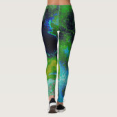Abstracte kalksteen in Lime Greens en Blues Leggings (Achterkant)