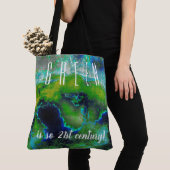 Abstracte kalksteen in Lime Greens en Blues Tote Bag (Dichtbij)