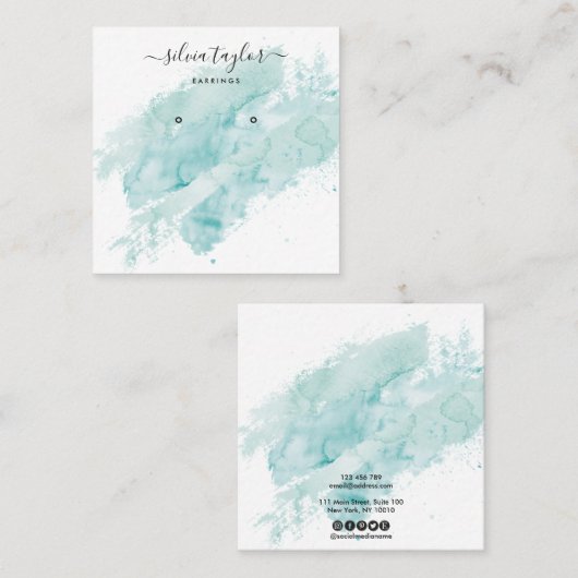Abstracte kalligrafie Bezig met het oormerken van Vierkante Visitekaartje (Voorkant / Achterkant)